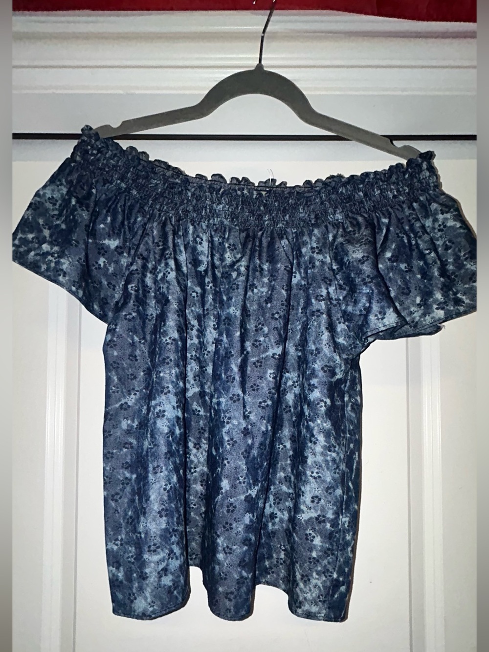 Flags and Anthem Off-the-Shoulder Women's Top in Navy Blue NWT Size Medium